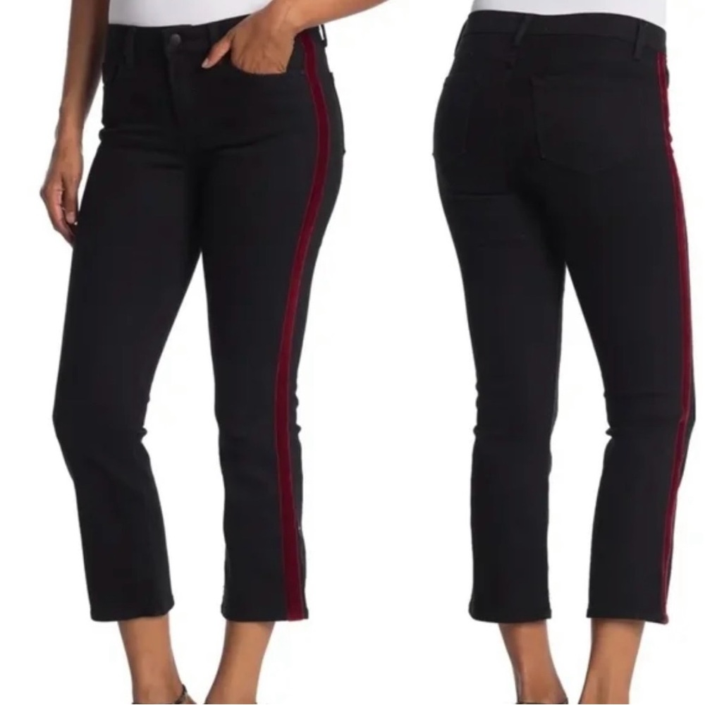 Velvet by Graham & Spencer Black Women's Crop Jeans with Red Side Trim Size 24